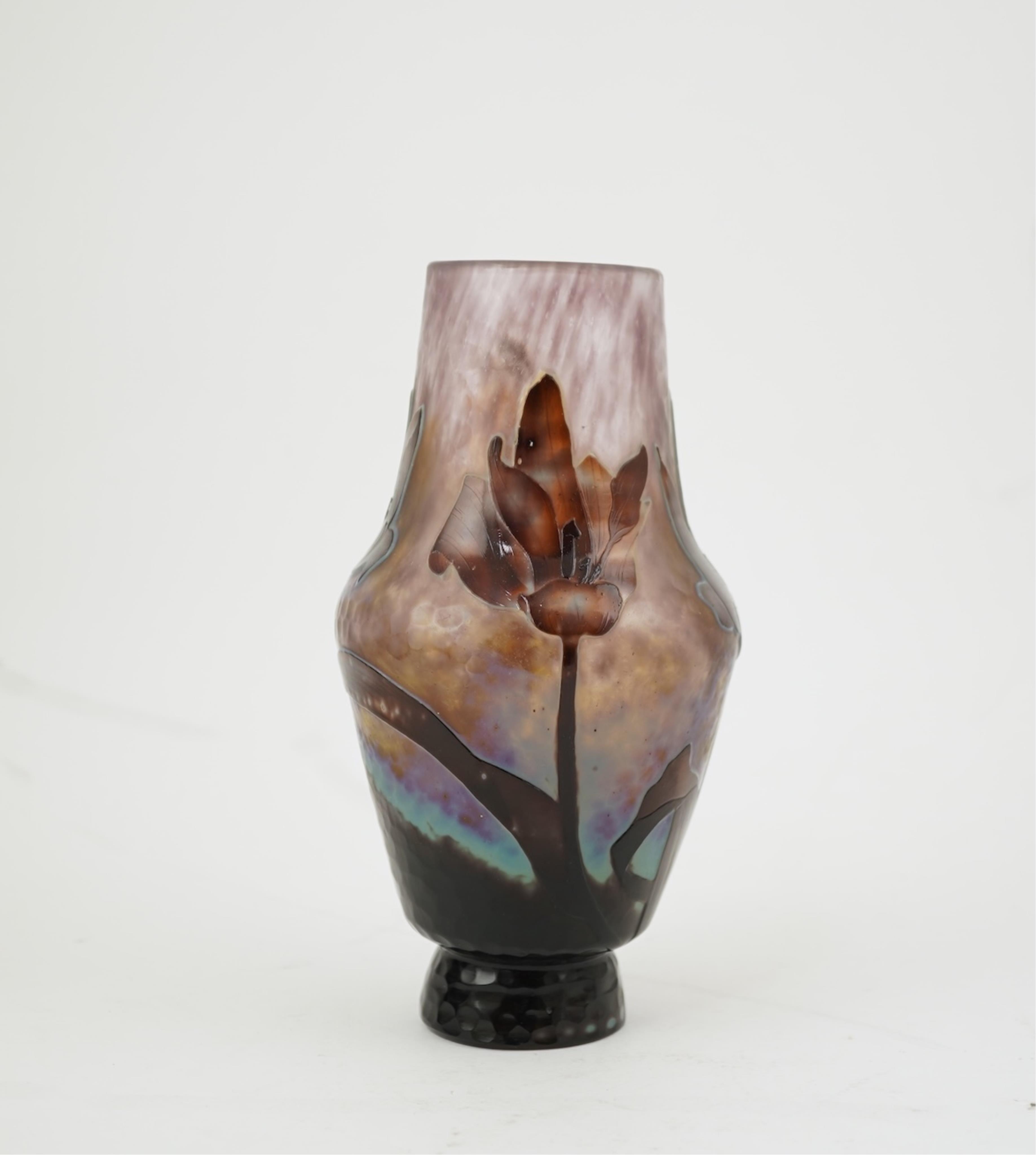 A Daum Freres cameo glass ‘tulipe’ vase